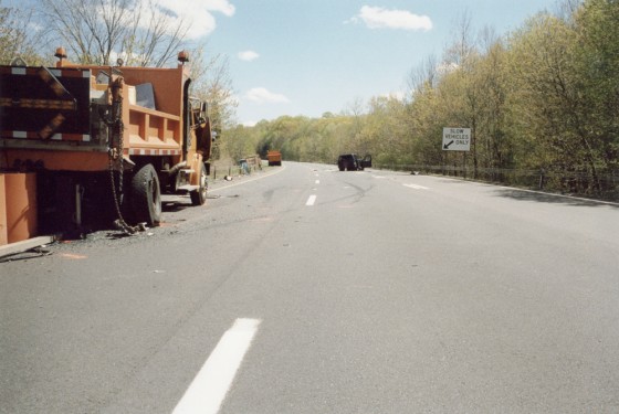 skidmarks after an automobile collision